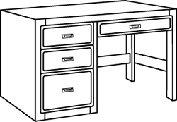 Beachcomber Open Leg Pedestal Desk w\/2 Box Drawers, 1 File Drawer & Pencil Drawer, 45"W